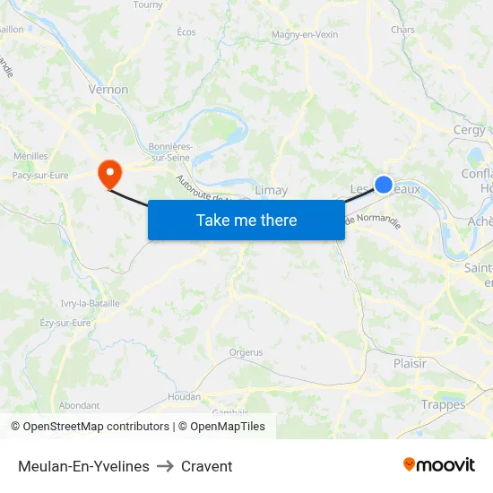 Meulan-En-Yvelines to Cravent map