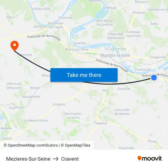Mezieres-Sur-Seine to Cravent map