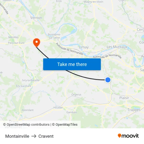 Montainville to Cravent map