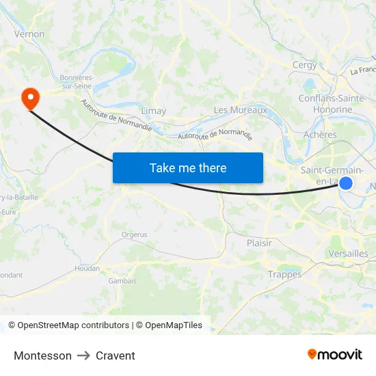 Montesson to Cravent map
