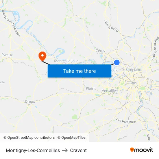 Montigny-Les-Cormeilles to Cravent map