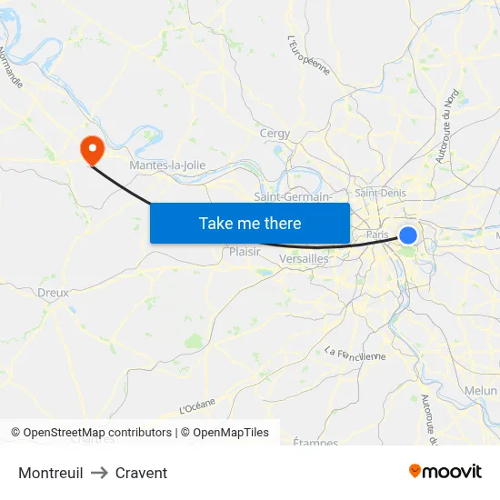 Montreuil to Cravent map