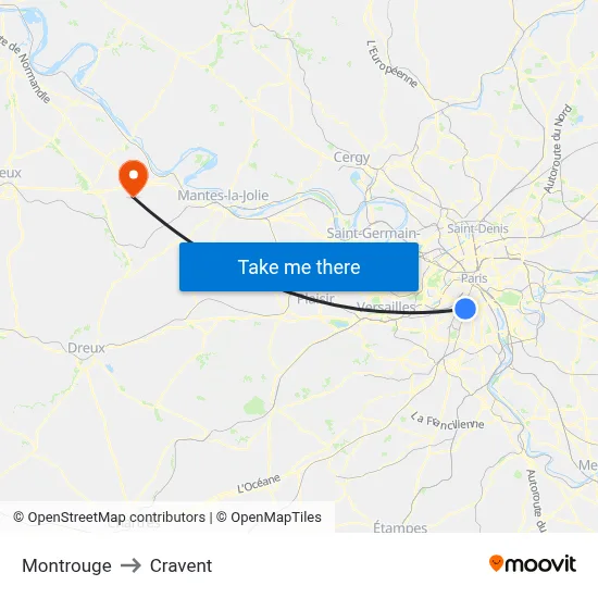 Montrouge to Cravent map