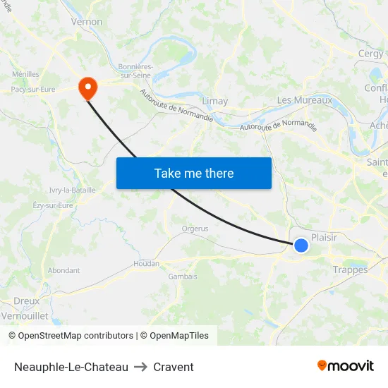 Neauphle-Le-Chateau to Cravent map