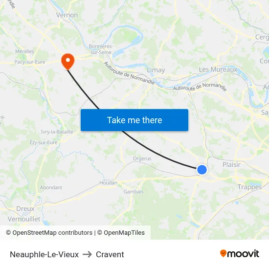 Neauphle-Le-Vieux to Cravent map