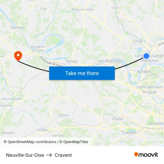 Neuville-Sur-Oise to Cravent map