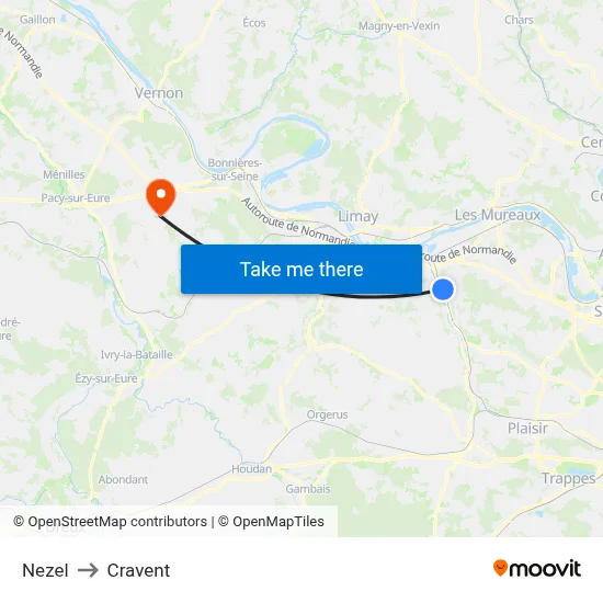 Nezel to Cravent map