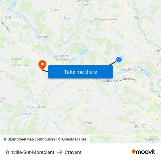 Oinville-Sur-Montcient to Cravent map