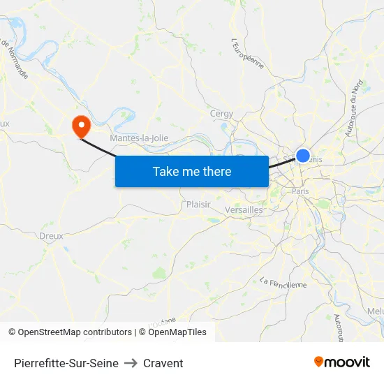 Pierrefitte-Sur-Seine to Cravent map