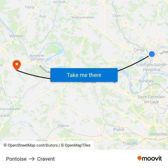 Pontoise to Cravent map