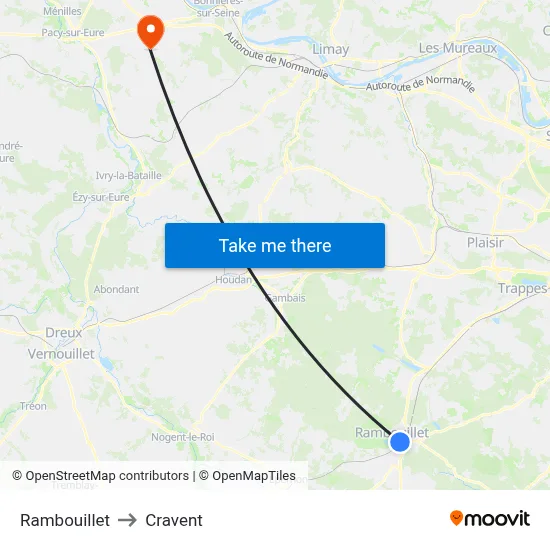Rambouillet to Cravent map