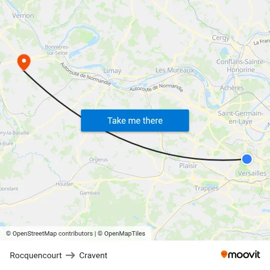 Rocquencourt to Cravent map