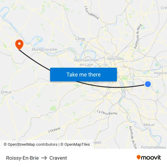 Roissy-En-Brie to Cravent map