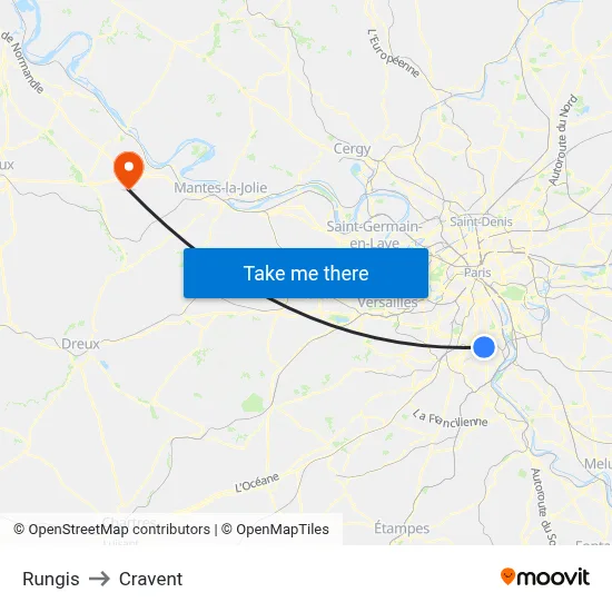 Rungis to Cravent map