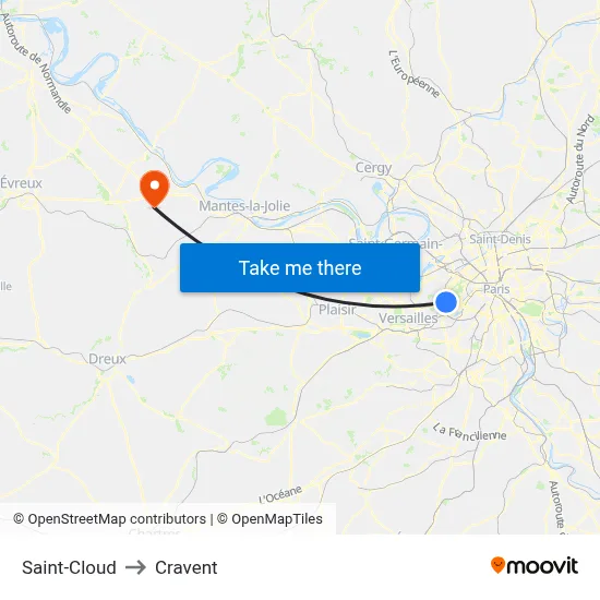 Saint-Cloud to Cravent map