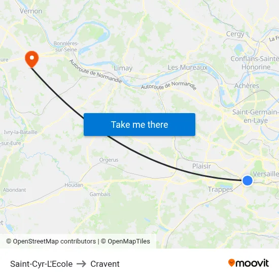 Saint-Cyr-L'Ecole to Cravent map