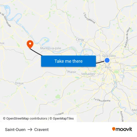Saint-Ouen to Cravent map
