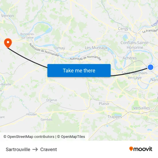 Sartrouville to Cravent map