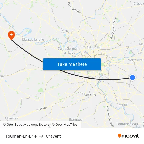 Tournan-En-Brie to Cravent map
