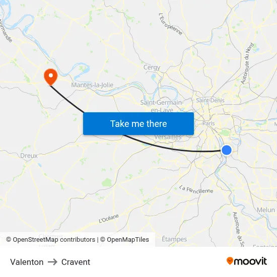 Valenton to Cravent map