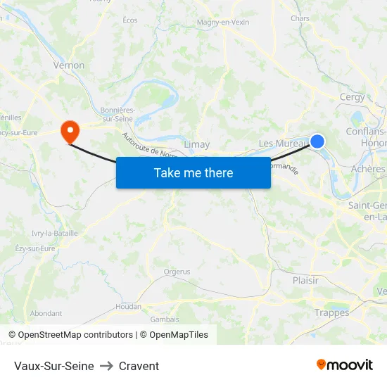 Vaux-Sur-Seine to Cravent map