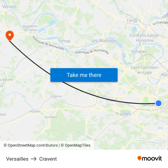 Versailles to Cravent map