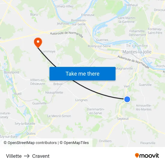 Villette to Cravent map
