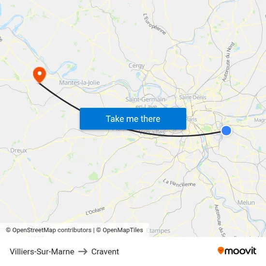 Villiers-Sur-Marne to Cravent map