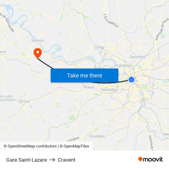 Gare Saint-Lazare to Cravent map