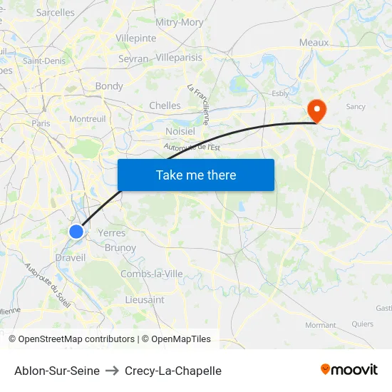 Ablon-Sur-Seine to Crecy-La-Chapelle map