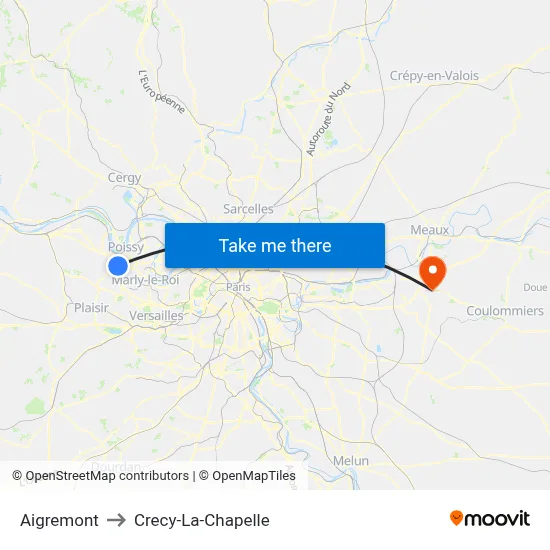 Aigremont to Crecy-La-Chapelle map
