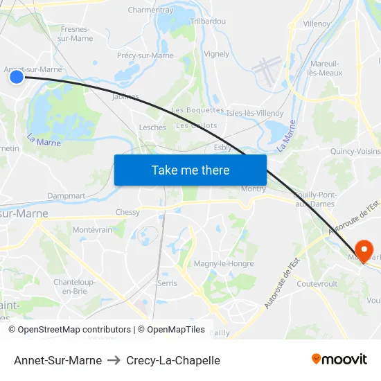 Annet-Sur-Marne to Crecy-La-Chapelle map