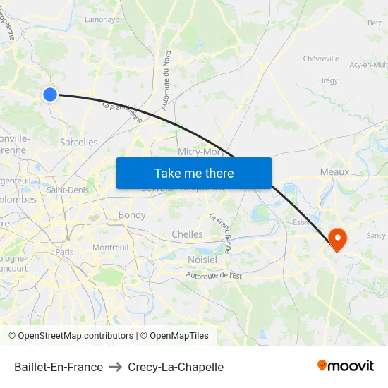 Baillet-En-France to Crecy-La-Chapelle map