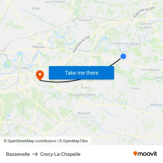 Bassevelle to Crecy-La-Chapelle map