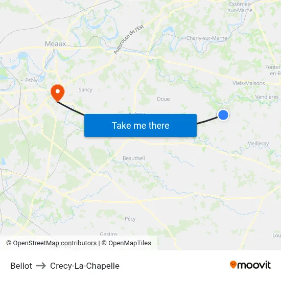 Bellot to Crecy-La-Chapelle map