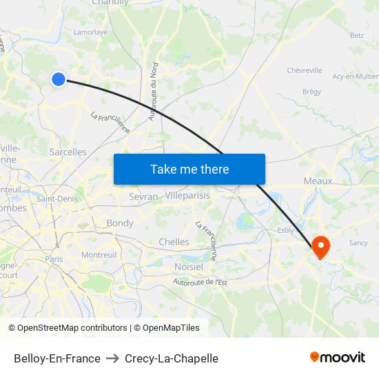 Belloy-En-France to Crecy-La-Chapelle map