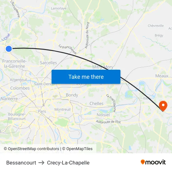 Bessancourt to Crecy-La-Chapelle map