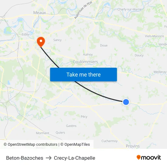 Beton-Bazoches to Crecy-La-Chapelle map