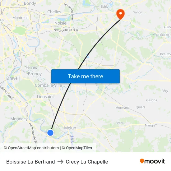 Boissise-La-Bertrand to Crecy-La-Chapelle map