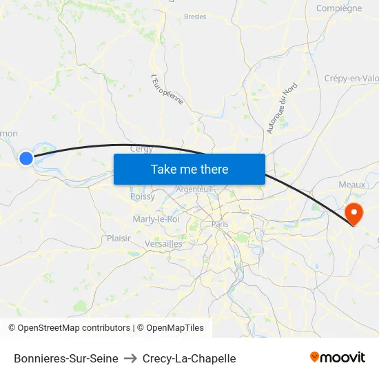 Bonnieres-Sur-Seine to Crecy-La-Chapelle map