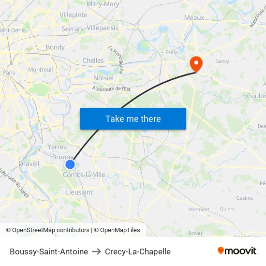 Boussy-Saint-Antoine to Crecy-La-Chapelle map