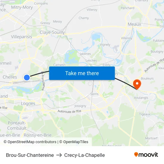 Brou-Sur-Chantereine to Crecy-La-Chapelle map