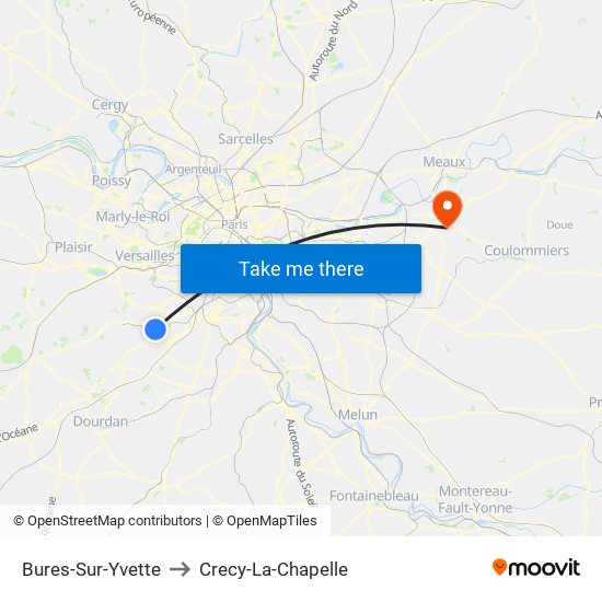 Bures-Sur-Yvette to Crecy-La-Chapelle map