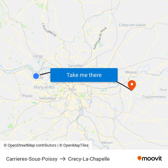 Carrieres-Sous-Poissy to Crecy-La-Chapelle map