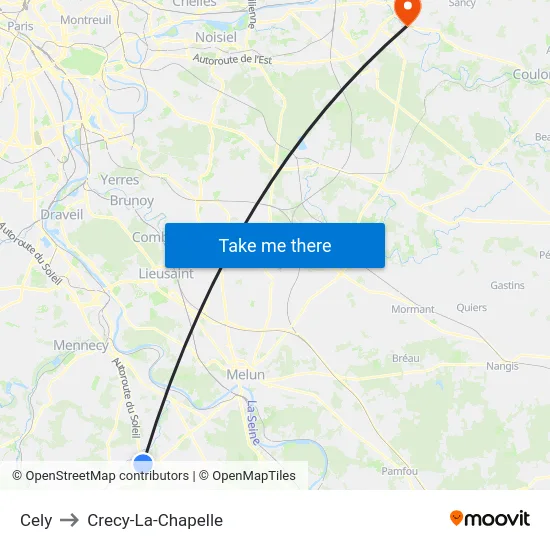 Cely to Crecy-La-Chapelle map