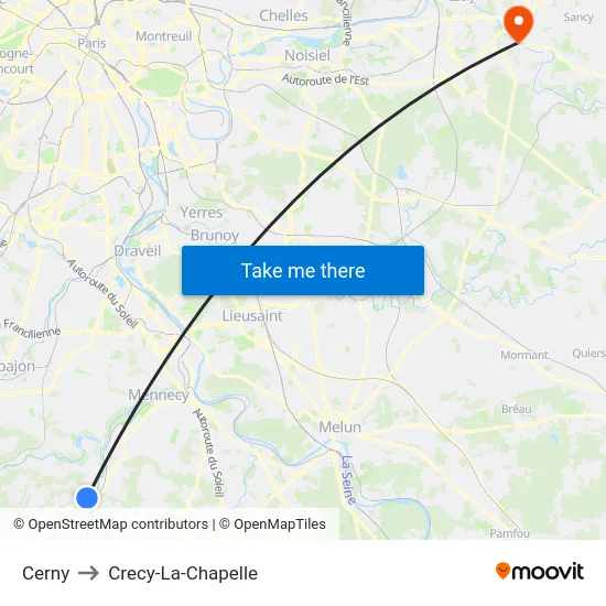 Cerny to Crecy-La-Chapelle map