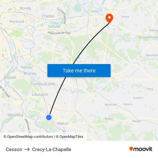 Cesson to Crecy-La-Chapelle map