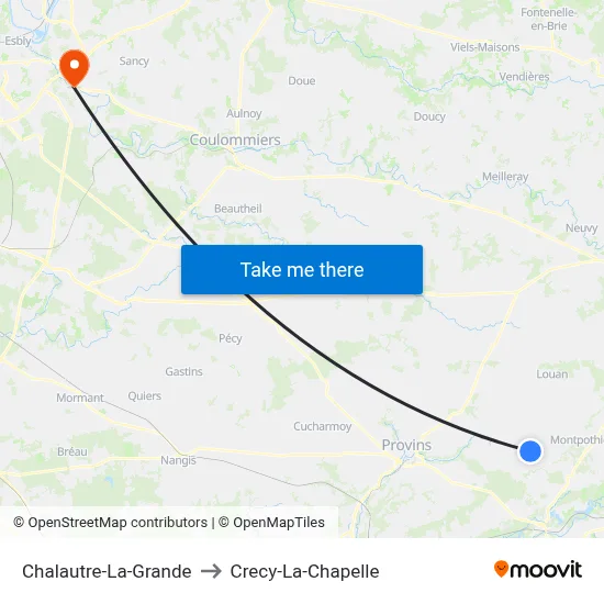 Chalautre-La-Grande to Crecy-La-Chapelle map