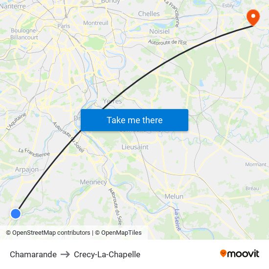 Chamarande to Crecy-La-Chapelle map