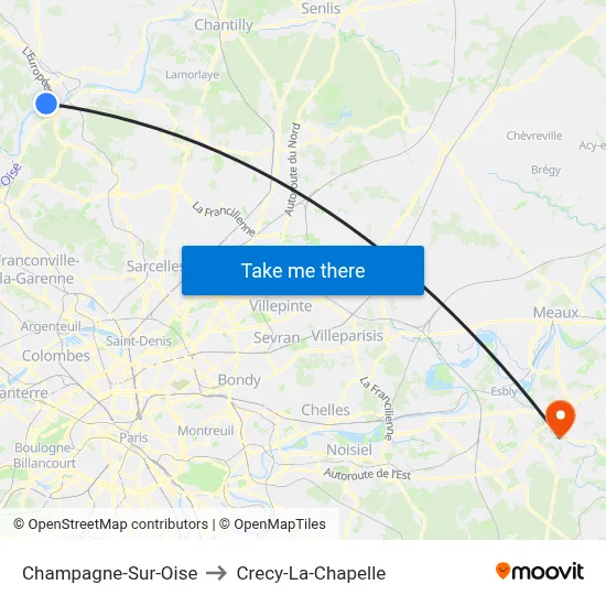 Champagne-Sur-Oise to Crecy-La-Chapelle map